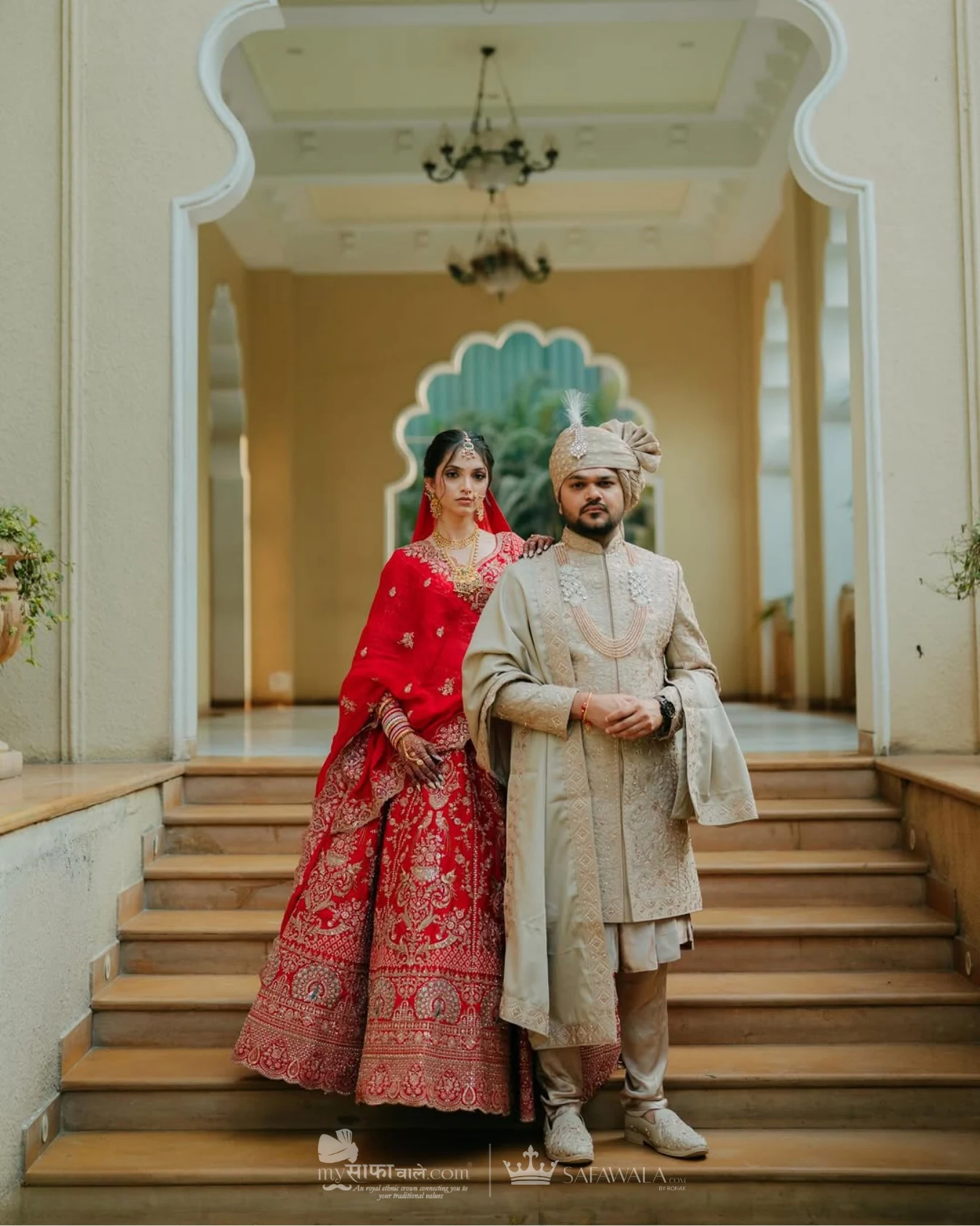 Coordinated ivory wedding pagdis for a formal celebration for Awas