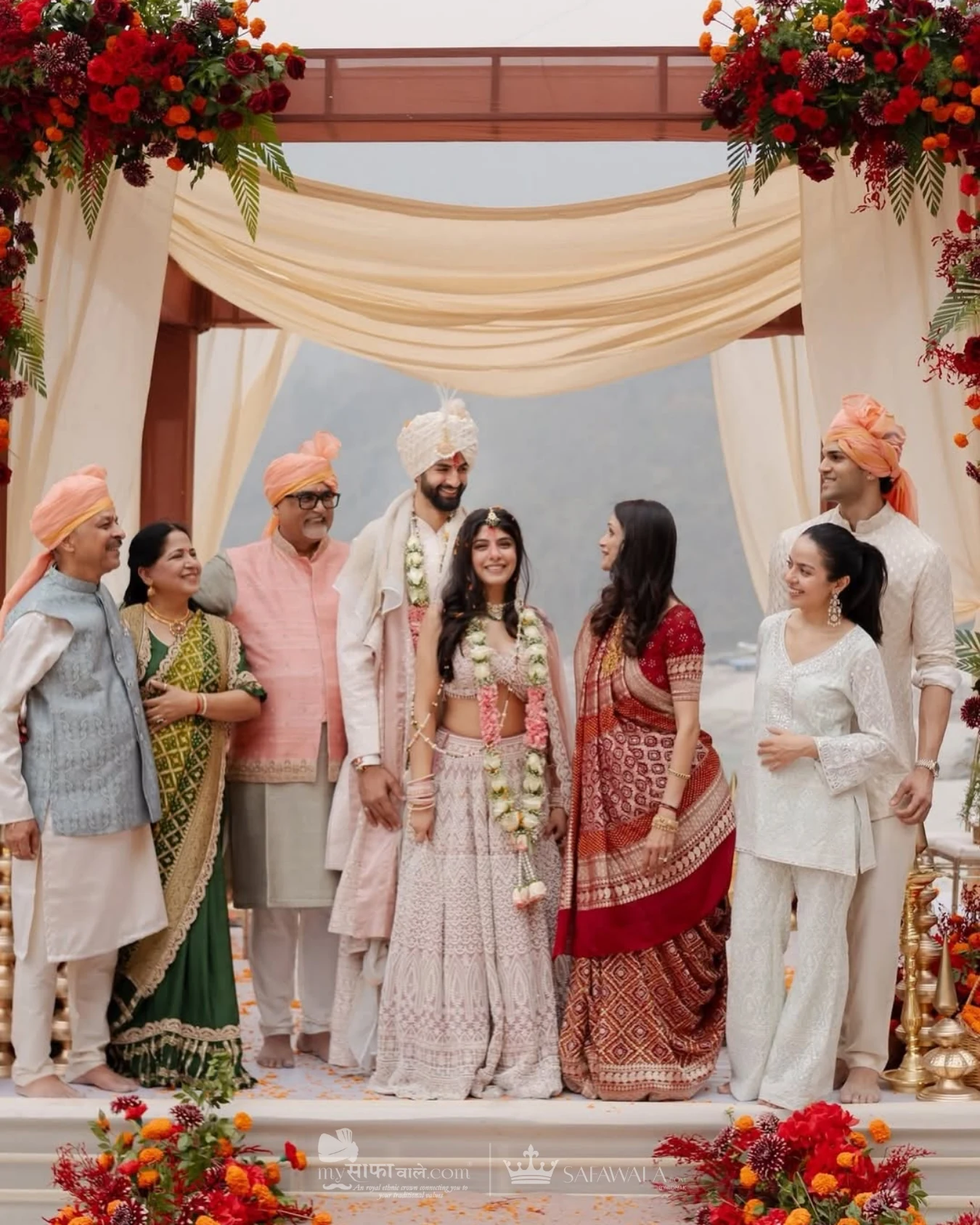 wedding safa wala in Awas – Royal red wedding safa and embroidered groom styling